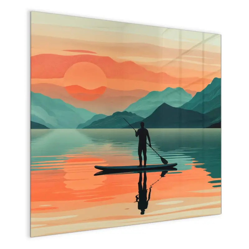 Bestseller Magnettafel - Sonnenuntergang Paddler 30 x 30 cm