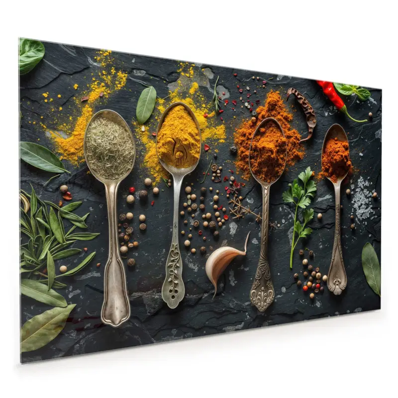 Küchenrückwand - Gewürze Löffel Mix 40 x 40 cm Begrenztes Angebot