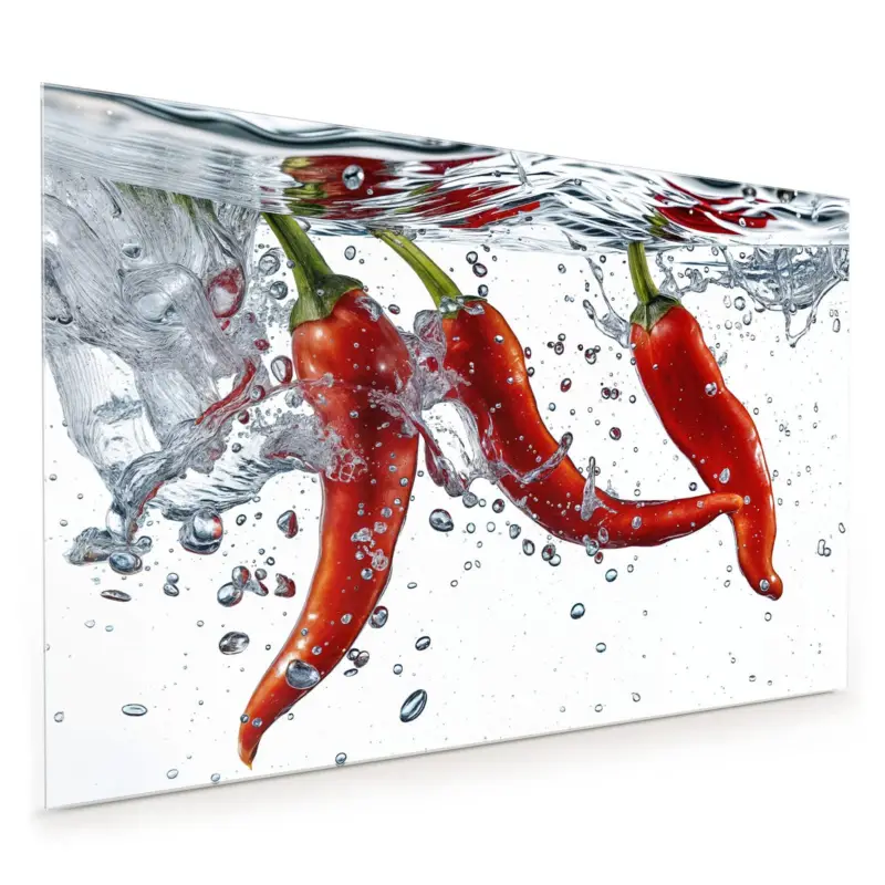 Küchenrückwand - Chilis im Wasser 40 x 40 cm Neu