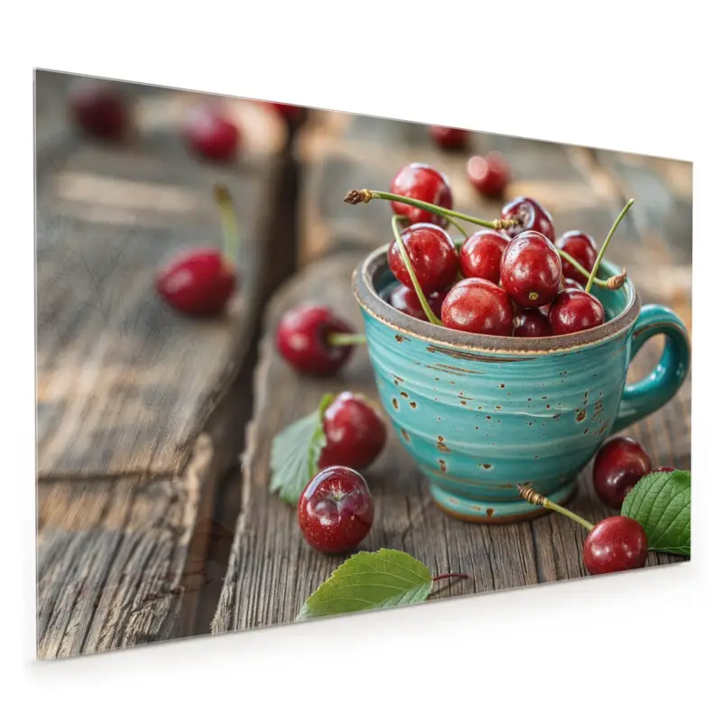 Küchenrückwand - Tasse mit Kirschen 40 x 40 cm Schneller Versand