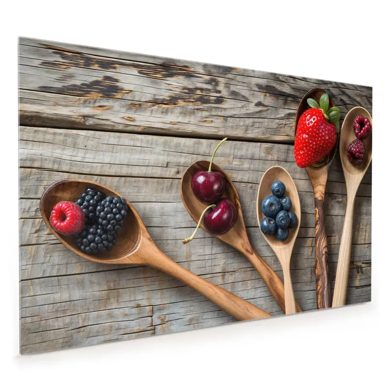 Preiswert Küchenrückwand - Holzlöffel mit Beeren 40 x 40 cm