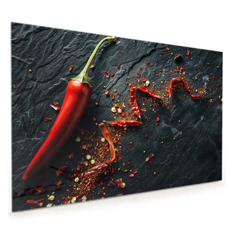 Küchenrückwand - Chili Auf Schiefer 40 x 40 cm Kracherpreis