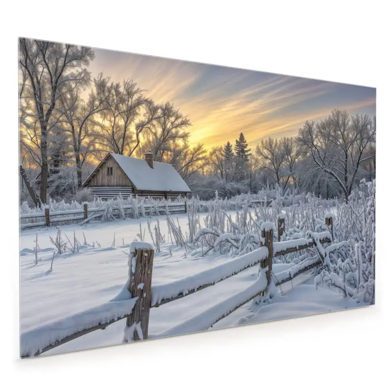 Küchenrückwand - Verschneites Landhaus 40 x 40 cm Bestpreis