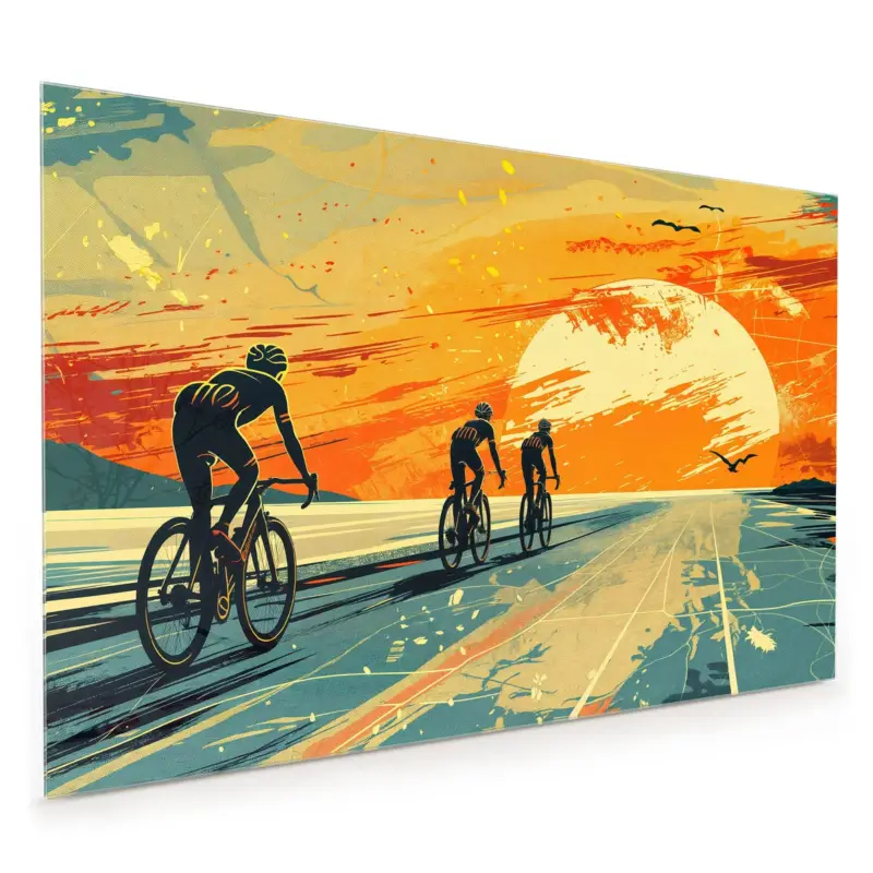 Küchenrückwand - Radfahrer Sonnenuntergang 40 x 40 cm Kostenloser Versand