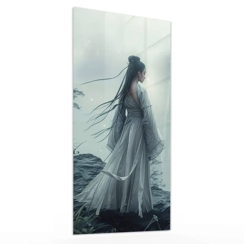 Wandbild Hochformat - Frau Am Wasserfall 30 x 60 cm Ausverkauf