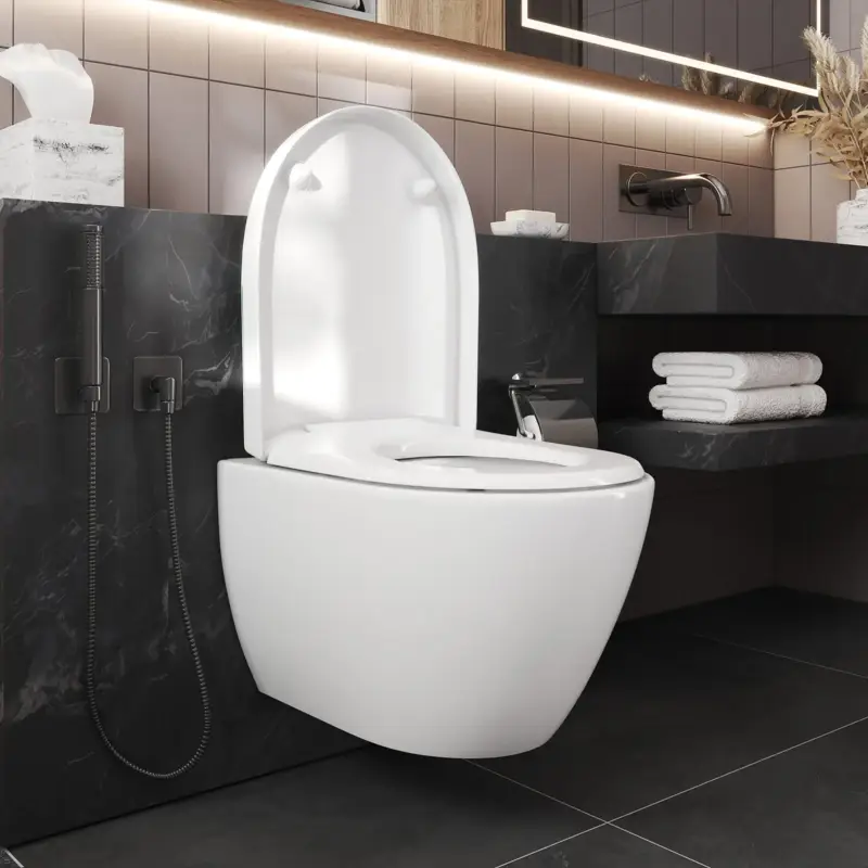 Bestpreis WC-Sitz mit Absenkautomatik Neongrüner Hintergrund