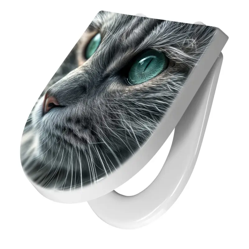 Gratis Versand WC-Sitz mit Absenkautomatik Katze von Nahaufnahme