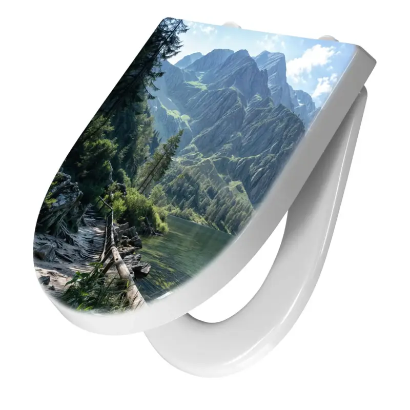 Abverkauf WC-Sitz mit Absenkautomatik Berglandschaft See