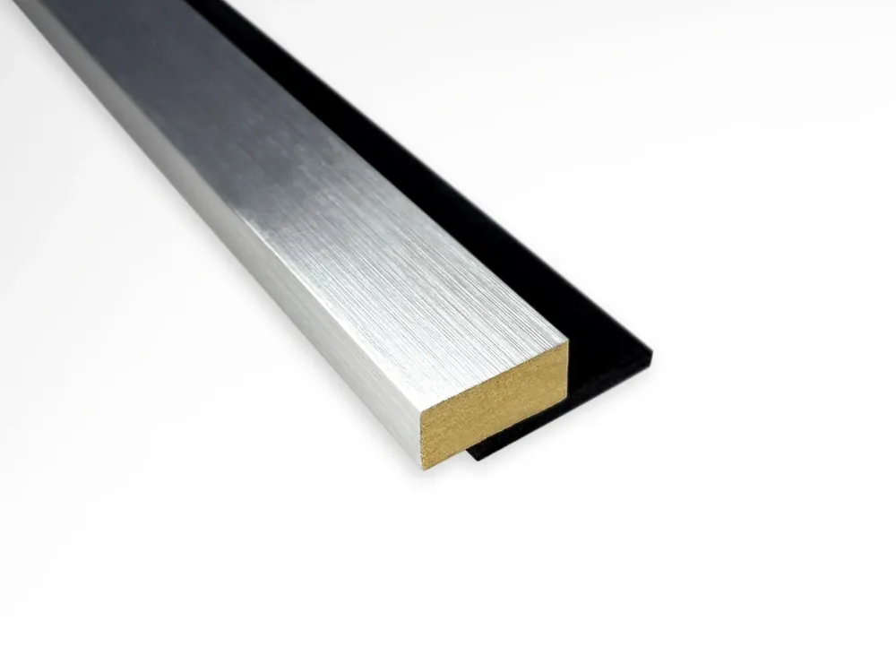 Top-Angebot Abschlussleiste für Akustikpaneele auf schwarzem Filz aus MDF Silber Prestige Decor
