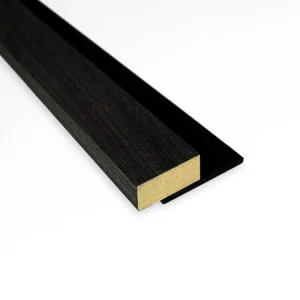 Aktuell Abschlussleiste für Akustikpaneele auf schwarzem Filz aus MDF Nuss – Prestige Decor