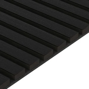 Preisknaller Furniertes Akustikpaneel auf schwarzem Filz 60x280 - Schwarze Eiche - LAMEO