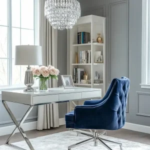Heißes Angebot Glamour Büro mit subtiler Stuckarbeit in der Wandfarbe
