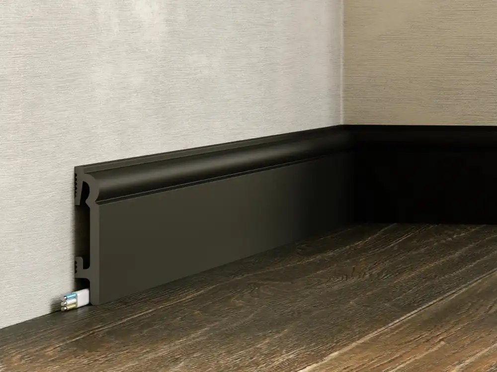 Markenware Sockelleiste 8 cm PVC DuroFit PF082B – Schwarz – Premium Floor