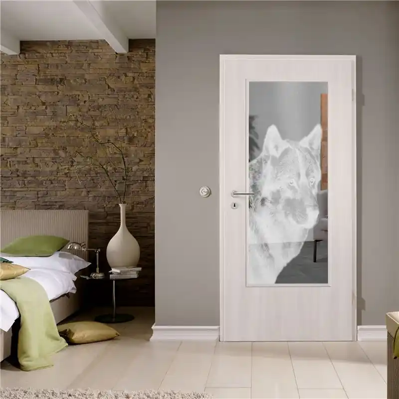 Lichtausschnitt Wolf 5 Gelasert Auf Klarglas Top-Seller
