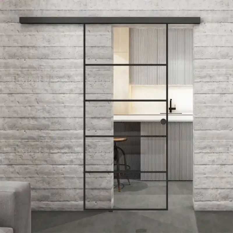 Glasschiebetür BLACK-LINE Loft Schwarzlack 01 Auf Klarglas Kostenfreie Lieferung