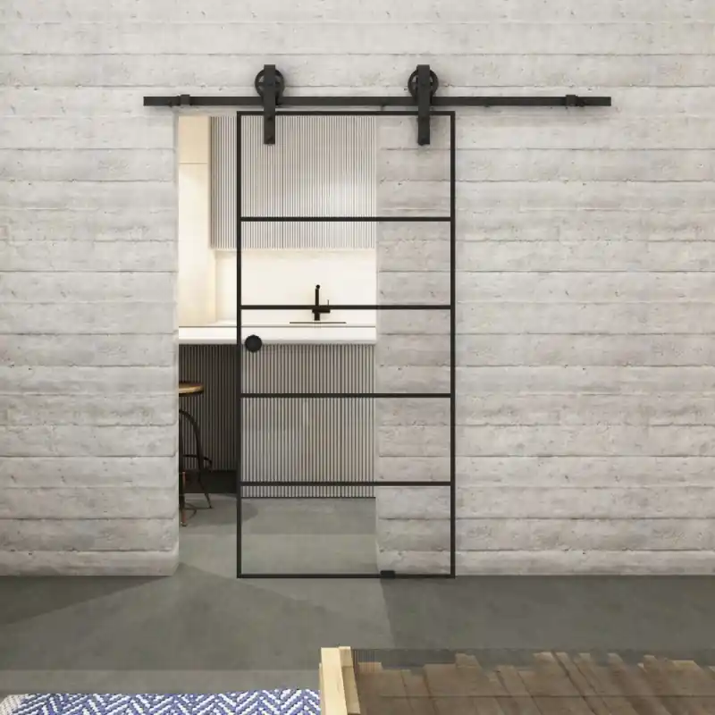 Preisreduziert Glasschiebetür BARN-LINE Loft Schwarzlack 01 Auf Klarglas