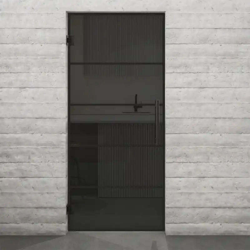 Pendeltür Loft Schwarzlack 01 Auf Grauglas Schneller Versand