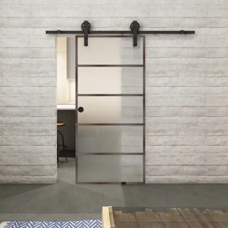 Jetzt Kaufen Glasschiebetür BARN-LINE Loft Rosteisen Genietet 01 Blickdicht