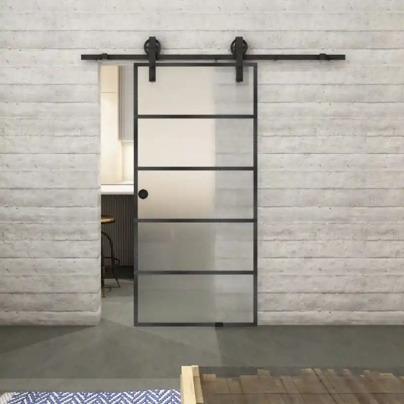 Kracherpreis Glasschiebetür BARN-LINE Loft Schwarzeisen Genietet 01 Blickdicht