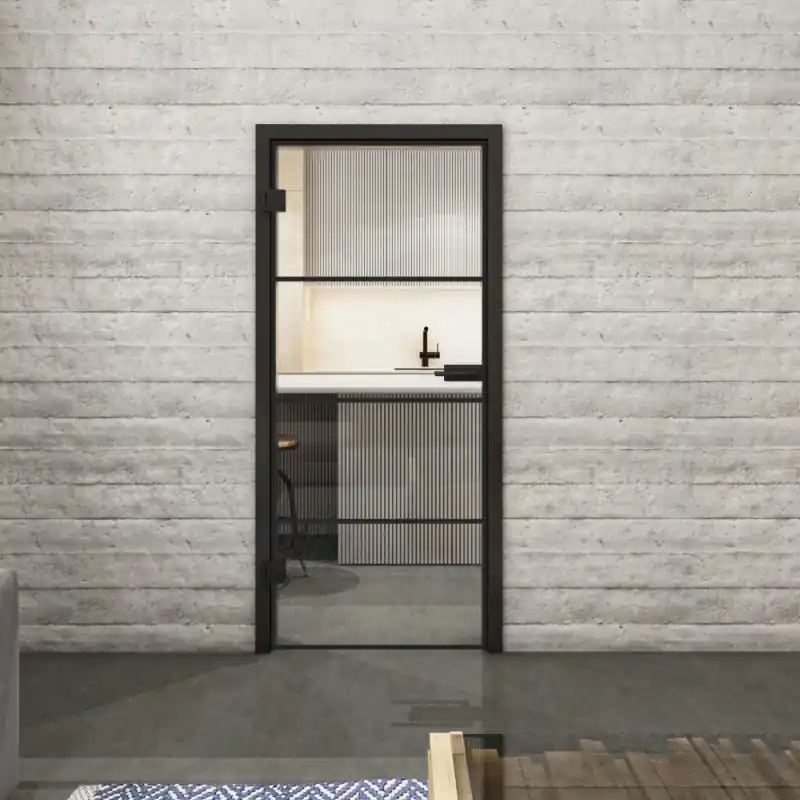 Ganzglastür Loft Schwarzlack 02 Auf Klarglas Echt