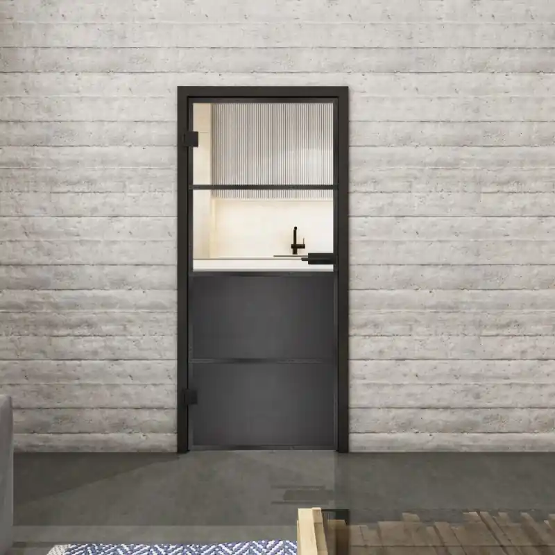 Direkt Vom Hersteller Ganzglastür Loft Schwarzeisen Genietet 14 Auf Klarglas