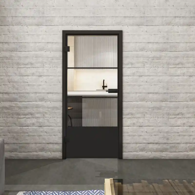 Abverkauf Ganzglastür Loft Schwarzlack 32 Auf Klarglas