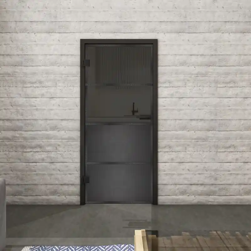 Preiswert Ganzglastür Loft Schwarzeisen Genietet 14 Auf Grauglas