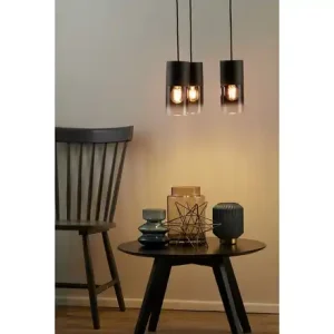 Super-Preis Trio Pendelleuchte, 3-flammig, Rauchglas schwarz