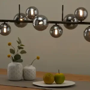 Meisterleuchten Pendelleuchte, 9-flammig, schwarzchrom, Rauchglas Jetzt Bestellen