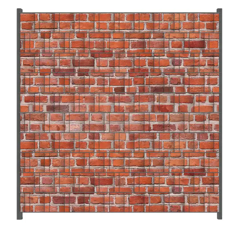 Wochenendangebot Zaunsichtschutz Rote Ziegelsteinwand - Backsteine Breite 250 cm x Höhe 180 cm