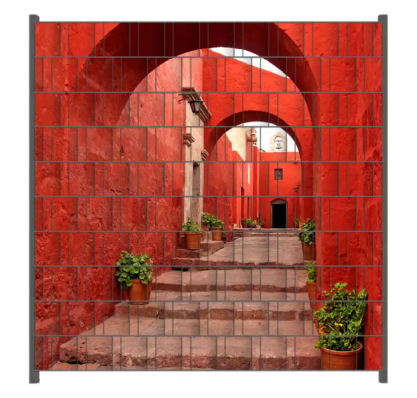 Mega-Angebot Zaunsichtschutz Roter Torbogen Breite 200 cm x Höhe 180 cm