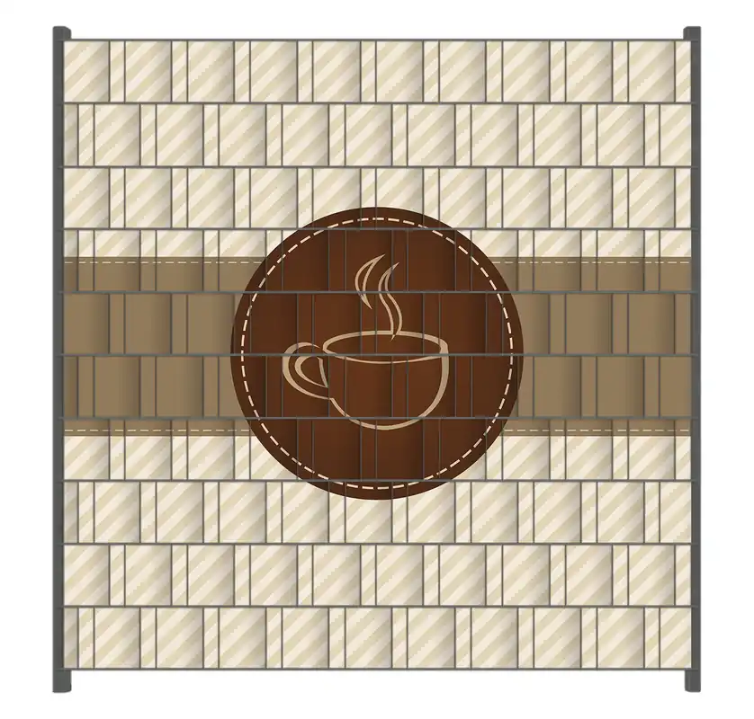 Saisonangebot Zaunsichtschutz Kaffee-Menü - Logo Symbol für Kaffee Breite 200 cm x Höhe 180 cm