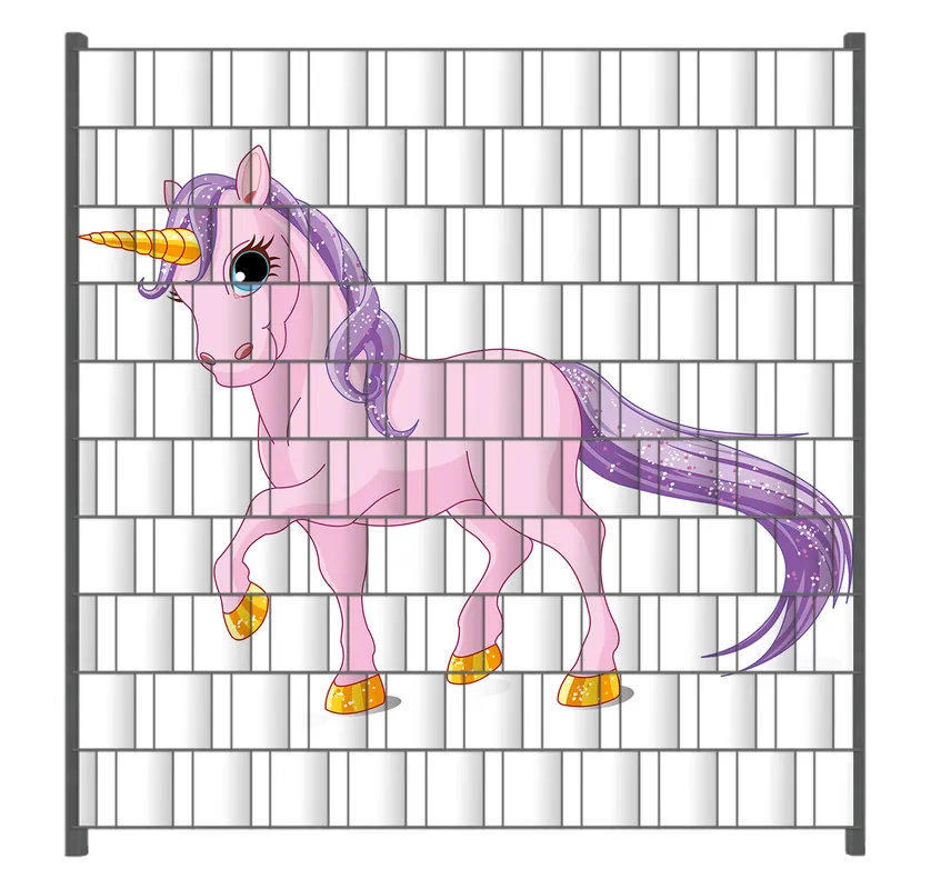 Finale Aktion Zaunsichtschutz Einhorn in rosa mit Schweif in lila Breite 200 cm x Höhe 180 cm