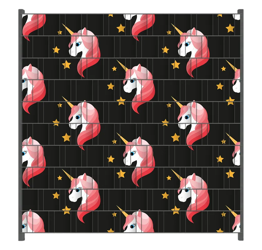 Zaunsichtschutz Einhorn Muster - Süße rosa Einhörner mit Sternen Breite 200 cm x Höhe 200 cm Finale Aktion