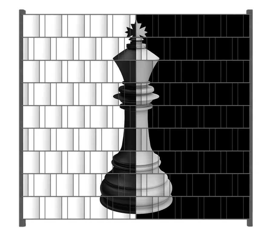 Zaunsichtschutz Schachfigur schwarz-weiß Breite 200 cm x Höhe 180 cm Highlight