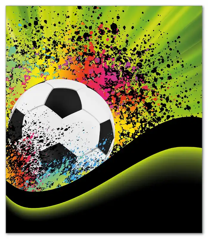 Herdabdeckplatte Fußball - Design Wellen und Regenbogen in grün Breite 60 cm x Höhe 52 cm. 1-teilig, 5 mm hohe Noppen Top-Preis