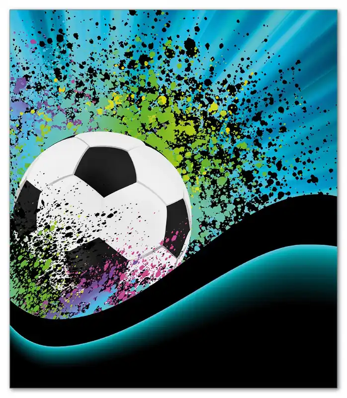 Herdabdeckplatte Fußball - Design Wellen und Regenbogen in blau Breite 52 cm x Höhe 60 cm. 1-teilig, 5 mm hohe Noppen Rabatt