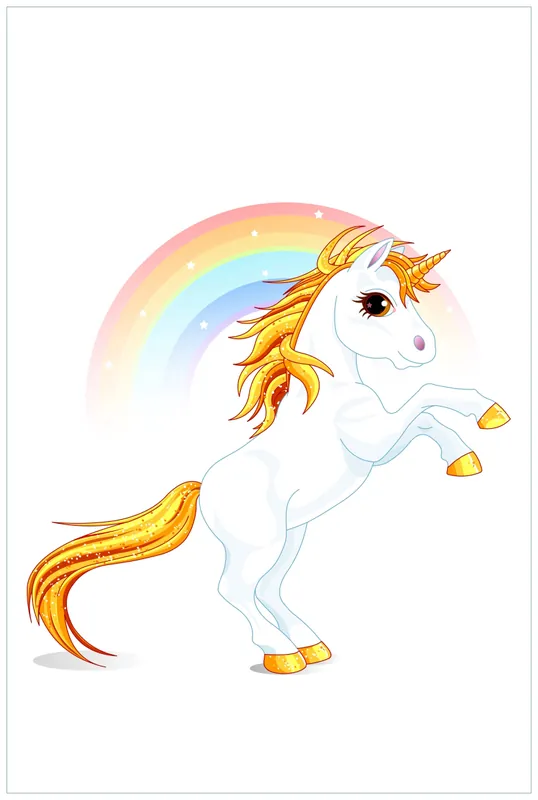 Wandbild aus Acryl Weißes Einhorn vor einem Regenbogen 60cm x 90cm Letzte Chance