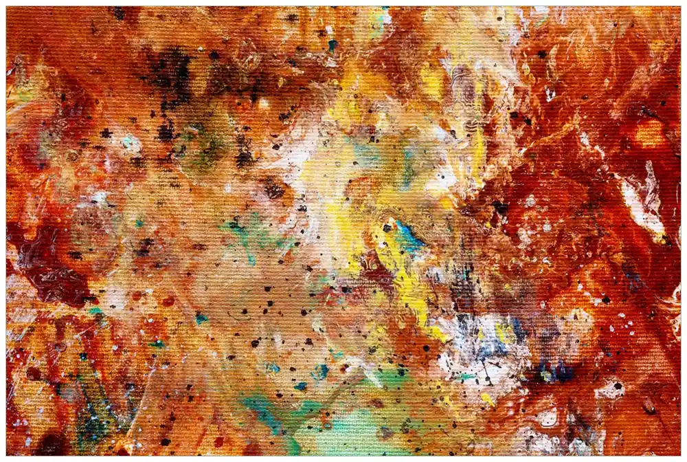 Zertifiziert Wandbild aus Acryl Künstlerische bunte Leinwand - Farbkleckse und Tupfer 60cm x 90cm