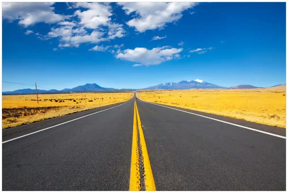 Schnäppchen Glasbild Route 89 in Arizona - Am Ende der Horizont 50 x 125 cm