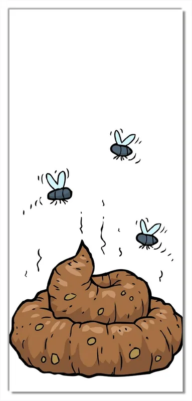 Sonderangebot Selbstklebende Türtapete Comic Scheißhaufen mit Fliegen selbstklebende Folie, 100 x 220 cm