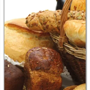 Aktuell Selbstklebende Türtapete Brot und Brötchen im eleganten Korb - mit Wein und Getreide selbstklebende Folie mit Schutzlaminat, 93 x 205 cm