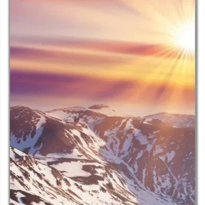 Angebot Selbstklebende Türtapete Farbenfroher Sonnenuntergang im Winter - Schnee in den Bergen selbstklebende Folie mit Schutzlaminat, 93 x 205 cm