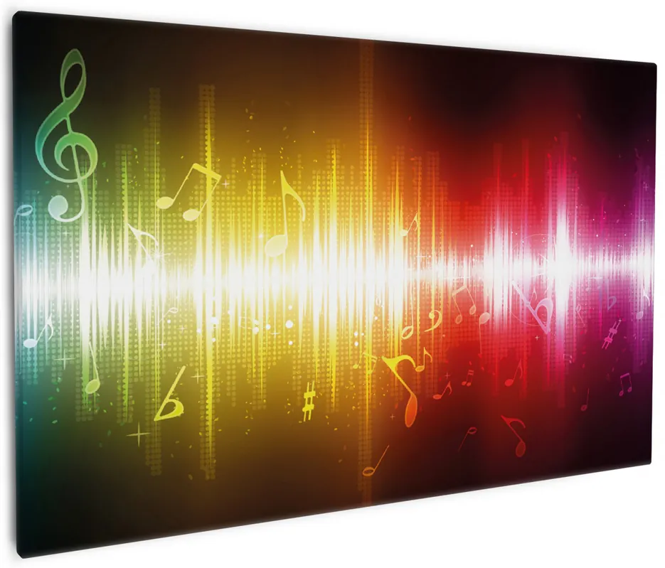 Leinwandbild Blau-gelbe Noten der Musik 80 x 200 cm Zertifiziert