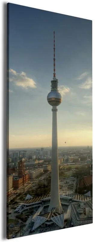 Markenware Leinwandbild Fernsehturm Berlin mit Panoramablick über die Stadt 60 x 150 cm