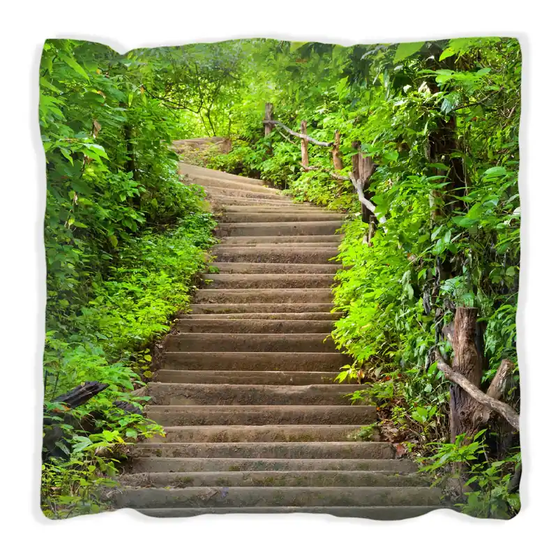 Kissen Steintreppe im Wald 40 x 40 cm, schwarz Sale