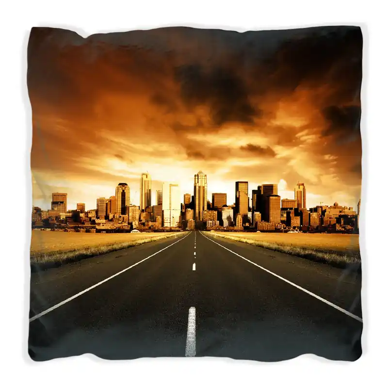 Sofort Bestellen Kissen Skyline am Ende der Straße 60 x 60 cm, schwarz
