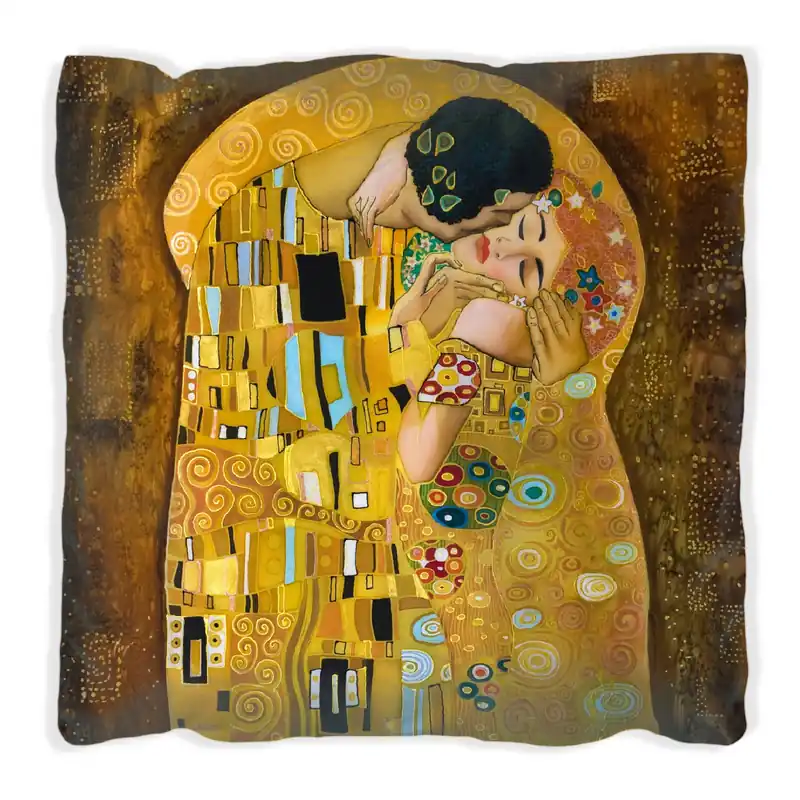 Top-Preis Kissen Der Kuss von Klimt 40 x 40 cm, schwarz