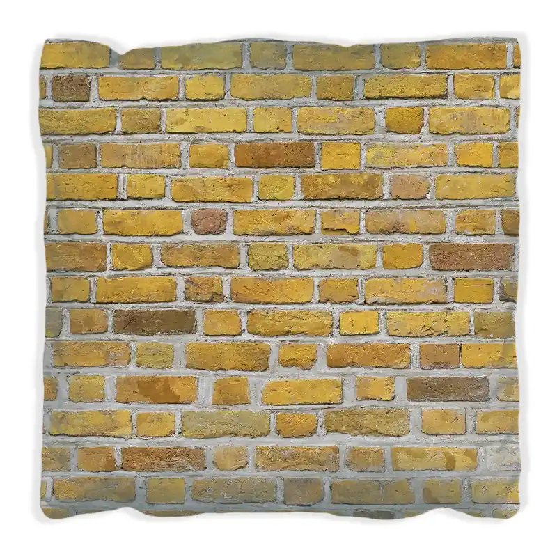 Neue Ware Kissen Ziegelsteinwand in gelb - Backsteine 60 x 60 cm, schwarz
