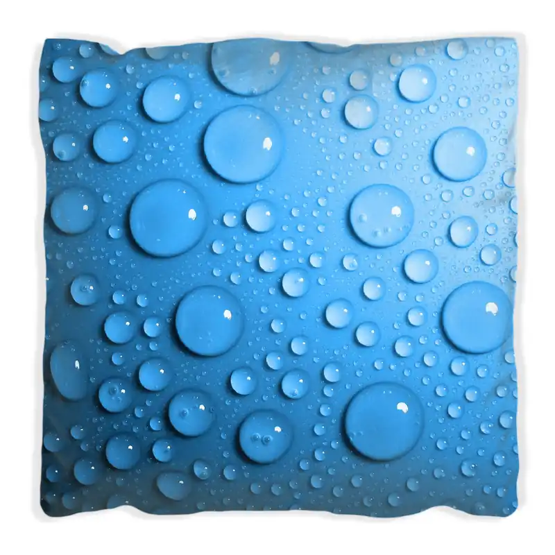 Kissen Wassertropfen auf Blau 30 x 30 cm, weiß Sale